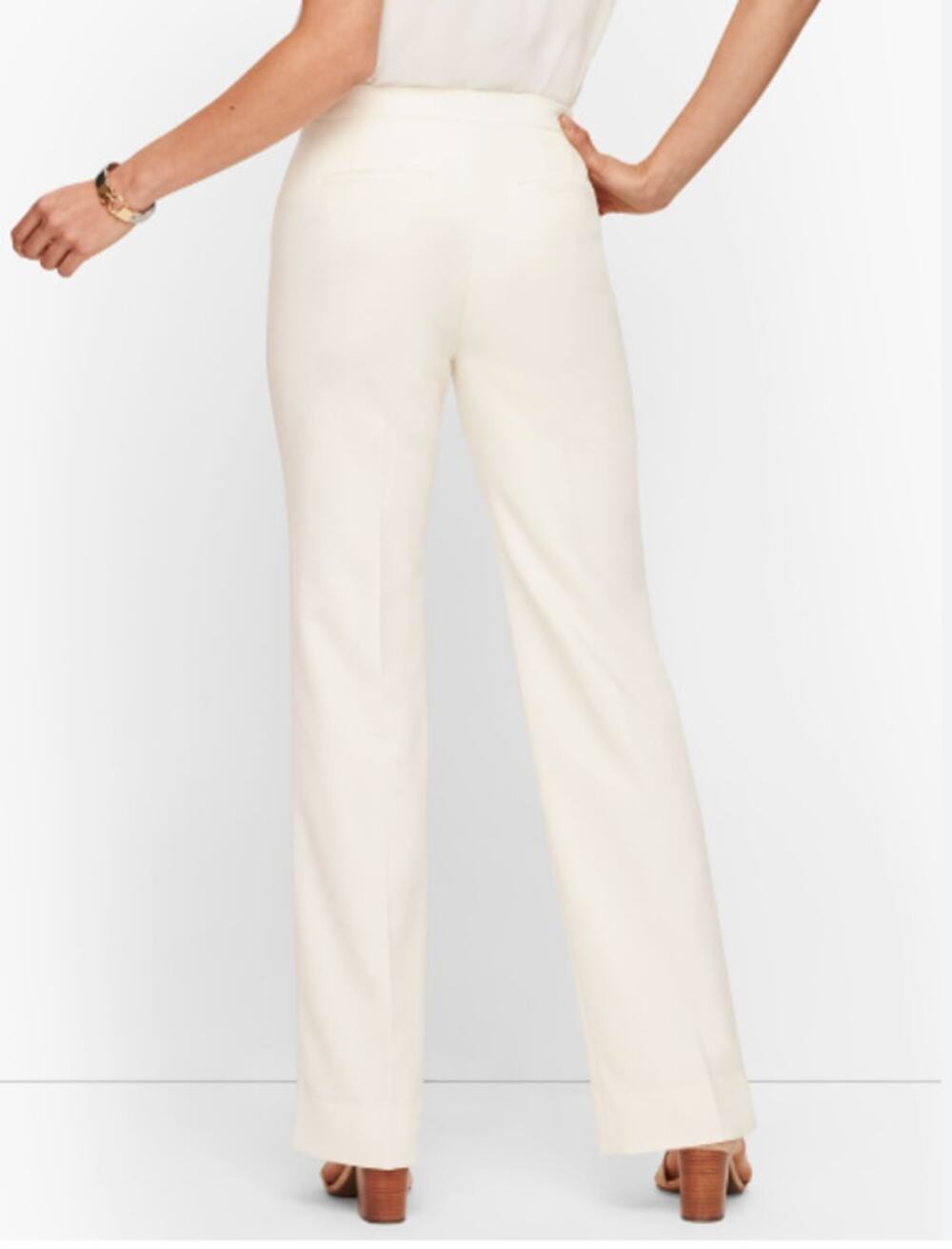 NWT Talbots Classic Side Zip Wide Leg Pants Cream Ivory Size 14 Full Length
